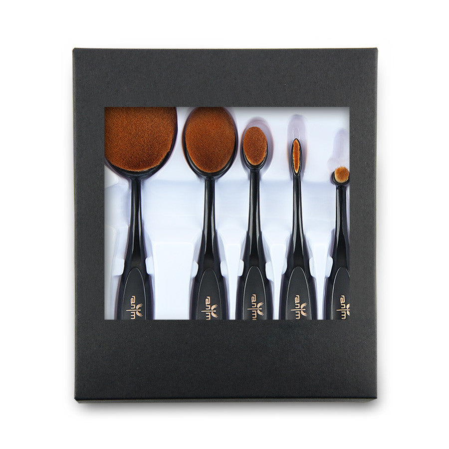 Online discount shop Australia - 5PCS Rose Gold Oval Make Up Brushes MULTIPURPOSE Makeup Brush Set Professional Makeup Brush Foundation Powder Brush Kit in BOX