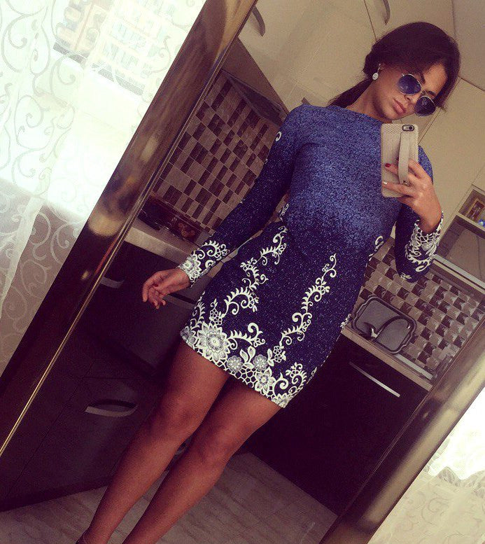 Online discount shop Australia - Autumn Dresses Colorful Print Flowers Black Women Office Dresses Party Mini Dress Vestidos Robes Sheath Ladies Vestidos