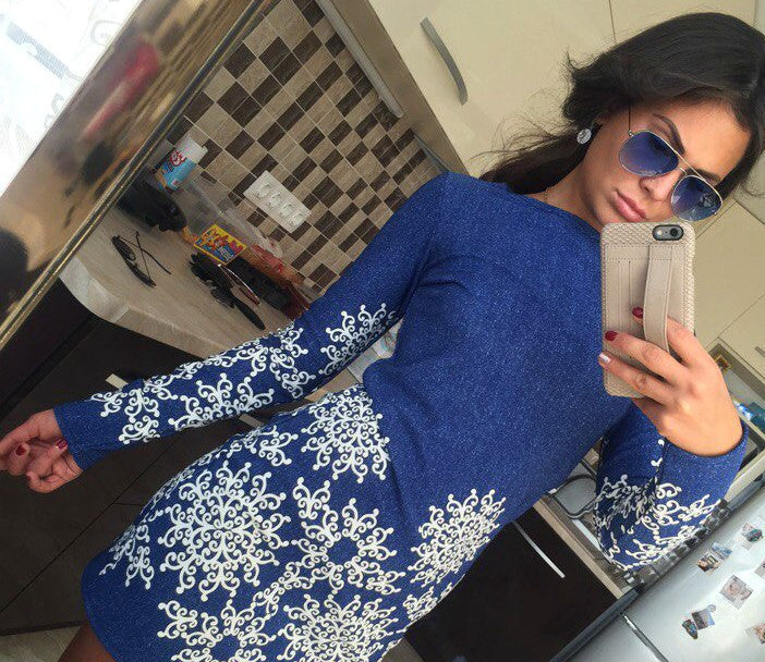 Online discount shop Australia - Autumn Dresses Colorful Print Flowers Black Women Office Dresses Party Mini Dress Vestidos Robes Sheath Ladies Vestidos