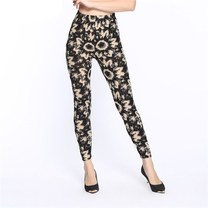 Flower Printed Legging Fashion Slim Women leggings High Elastic Cotton soft stretch pants female jeans leggins