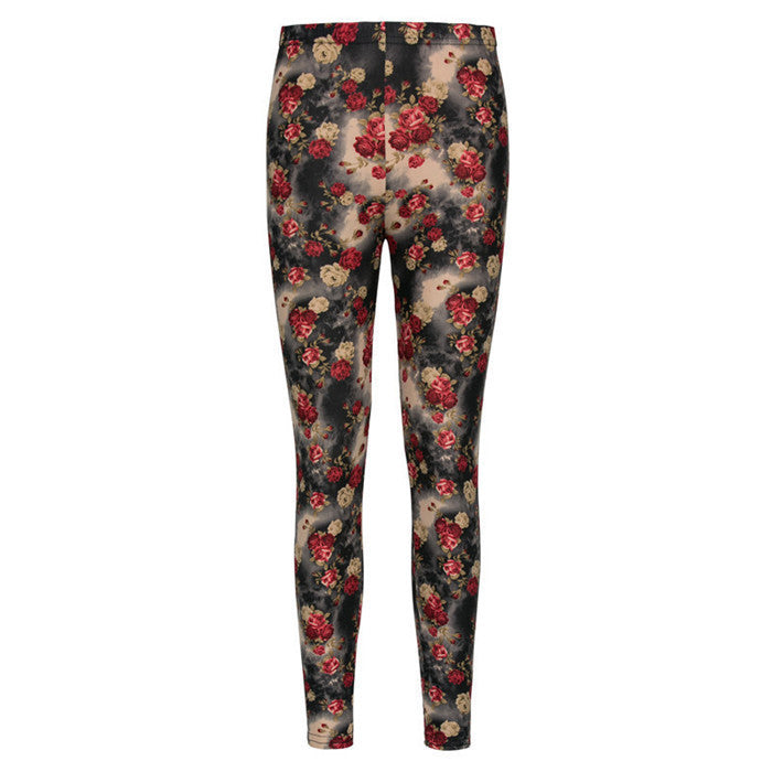 Flower Printed Legging Fashion Slim Women leggings High Elastic Cotton soft stretch pants female jeans leggins