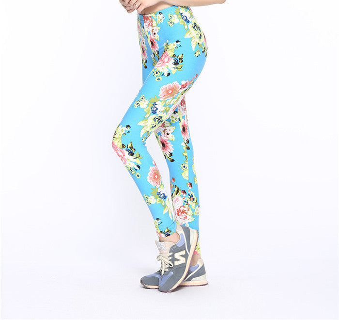 Flower Printed Legging Fashion Slim Women leggings High Elastic Cotton soft stretch pants female jeans leggins