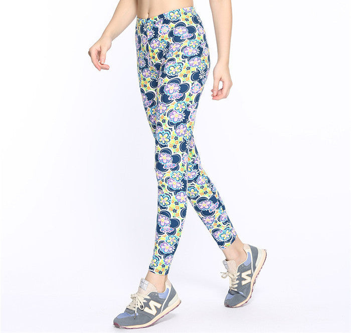 Flower Printed Legging Fashion Slim Women leggings High Elastic Cotton soft stretch pants female jeans leggins