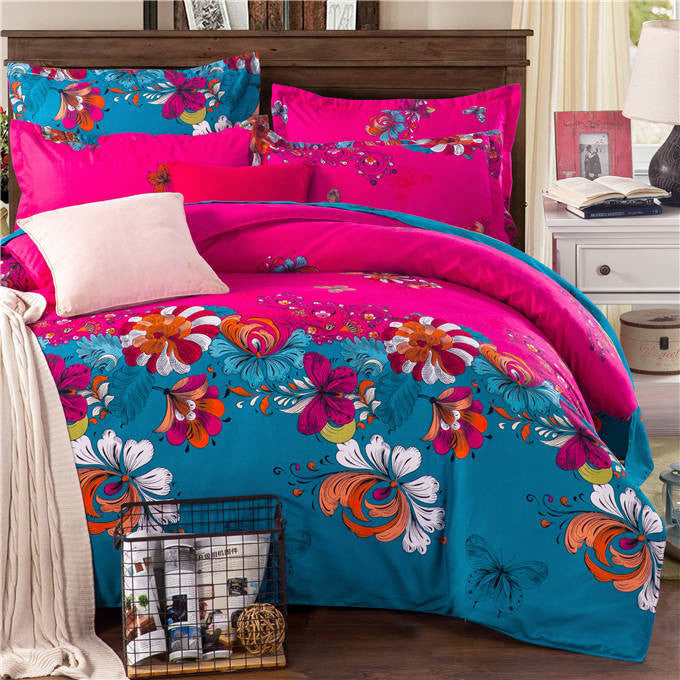Online discount shop Australia - Bohemia boho 100% Polyester 4PCS Bedding set Duvet cover flat sheet and 2 pillow cases bed clothes