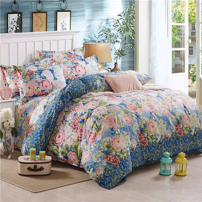 Online discount shop Australia - Bohemia boho 100% Polyester 4PCS Bedding set Duvet cover flat sheet and 2 pillow cases bed clothes
