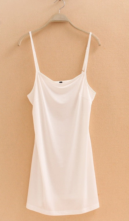 Women lining Camisole Solid Sleeveless Tank TOP Vest Spaghetti Strap Under Slip Tee Shirt Mini Dress vestidos lined beach dress