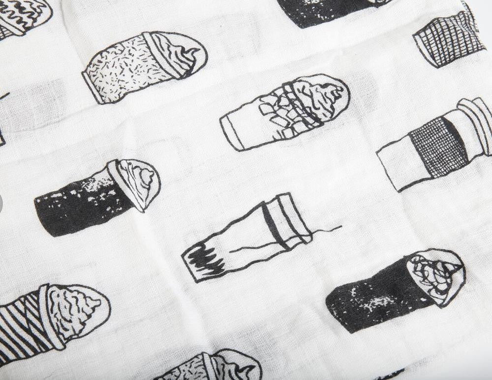 Online discount shop Australia - Ainaan Muslin Cotton Baby Swaddles For Newborn Baby Blankets Black & White Gauze Bath Towel