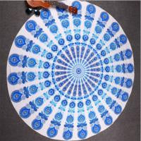 Tapestry Peacock Printed Beach Towel Mat Sunblock Round Bikini Cover-Up Blanket Throw