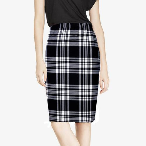 Vintage Fashion Printed Pencil Skirt Midi Women Knee-Length Elastic High Waist Ladies Pattern Skirts