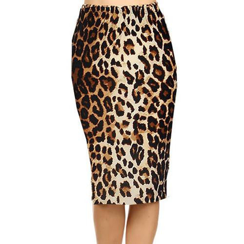 Vintage Fashion Printed Pencil Skirt Midi Women Knee-Length Elastic High Waist Ladies Pattern Skirts