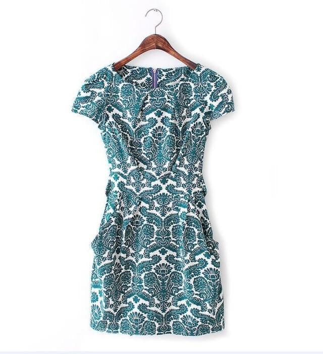 Women Dresses Retro Vintage Party Dress Large Size Vestido Short Sleeve O-Neck Zipper Elegant Dress Plus Size ED46