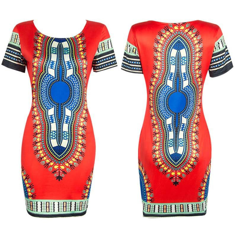 Summer Dress Mini African Tranditional Print Dashiki Dress Ladies Dresses Folk Art African Women Dress Clothing