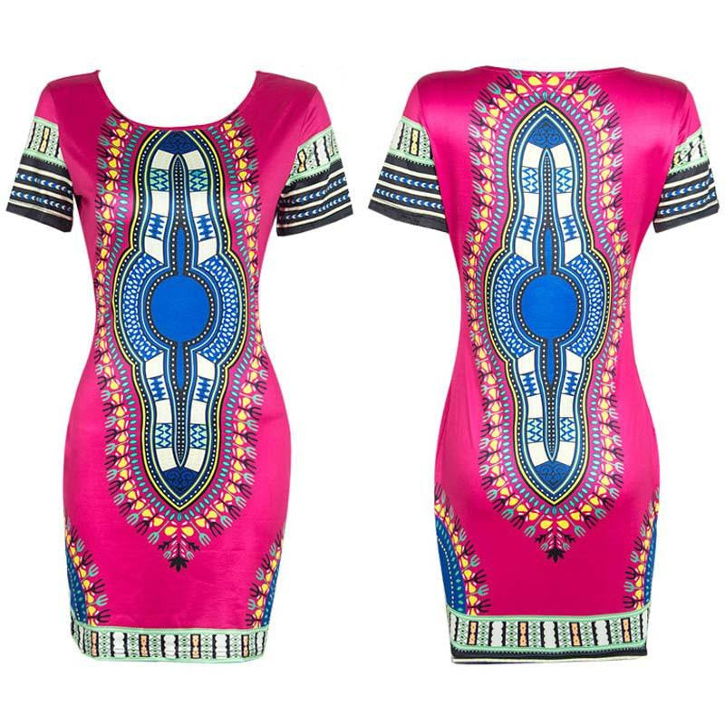Summer Dress Mini African Tranditional Print Dashiki Dress Ladies Dresses Folk Art African Women Dress Clothing