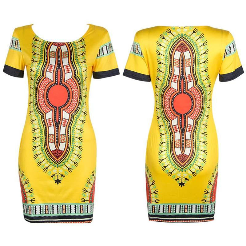 Summer Dress Mini African Tranditional Print Dashiki Dress Ladies Dresses Folk Art African Women Dress Clothing