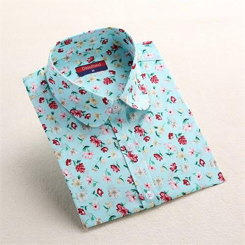 Vintage Top Floral Shirts Women Cotton Linen Blouses Elegant Ladies Tops Long Sleeve Shirt Casual Women Clothing