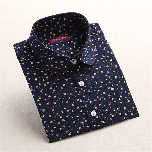 Vintage Top Floral Shirts Women Cotton Linen Blouses Elegant Ladies Tops Long Sleeve Shirt Casual Women Clothing