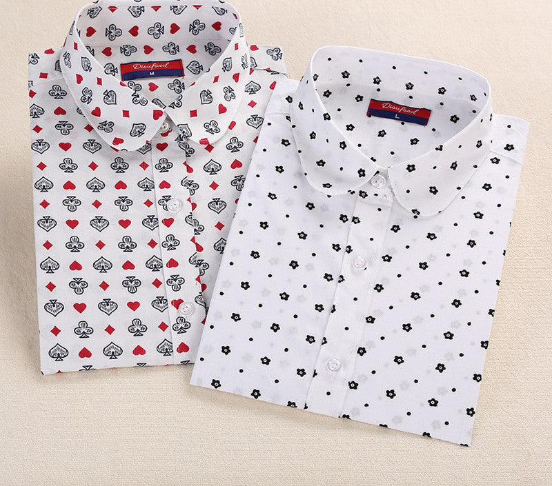 Online discount shop Australia - Floral Women Blouses Polka Dot Blouse Long Sleeve Shirt Women Cotton Ladies Tops