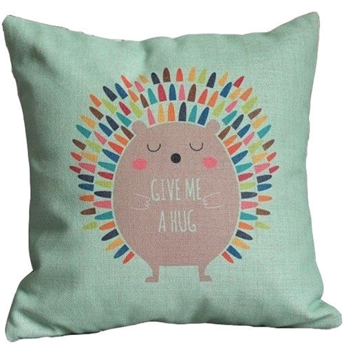 Online discount shop Australia - Animal Cushion Cover Hedgehog Fox Cotton Linen Chair Seat Decorative Pillow Cover 45x45cm Pillowcase Home Living Textile