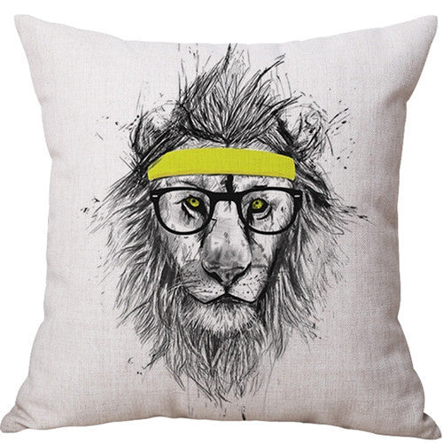 Online discount shop Australia - Animal Cushion Cover Hedgehog Fox Cotton Linen Chair Seat Decorative Pillow Cover 45x45cm Pillowcase Home Living Textile