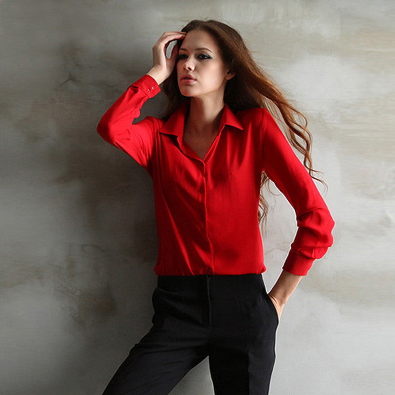 Chiffon Casual Blouse Dress Shirts Tops Clothing Lady Beauty Sleeve High