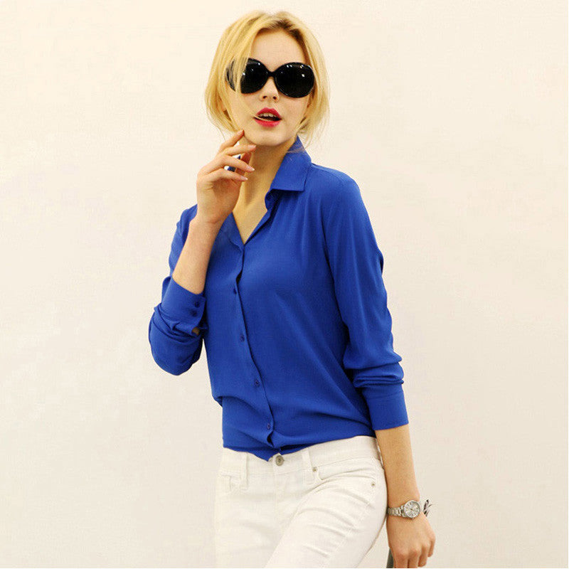 Chiffon Casual Blouse Dress Shirts Tops Clothing Lady Beauty Sleeve High