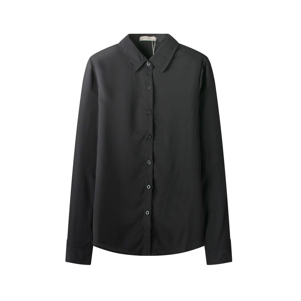 Long-sleeve Shirt 5 Solid Women Blouses Button Color Female Chiffon blouse Women's Slim Clothing
