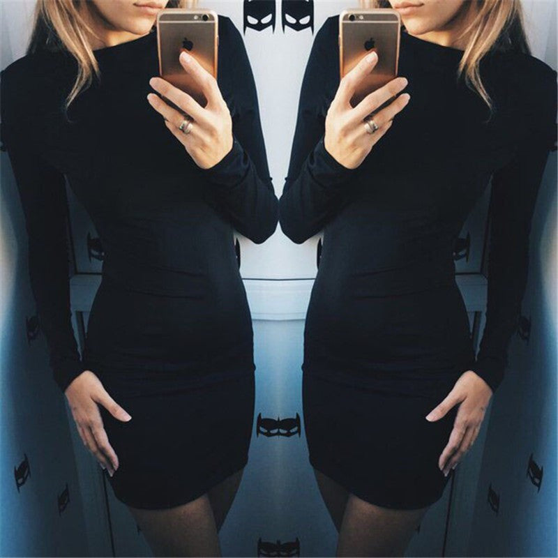 Women Autumn Dress Long Sleeve Dress Bandage Fall Mini Dress Black Ukraine T-shirt Dresses Party Club Vestidos Robe