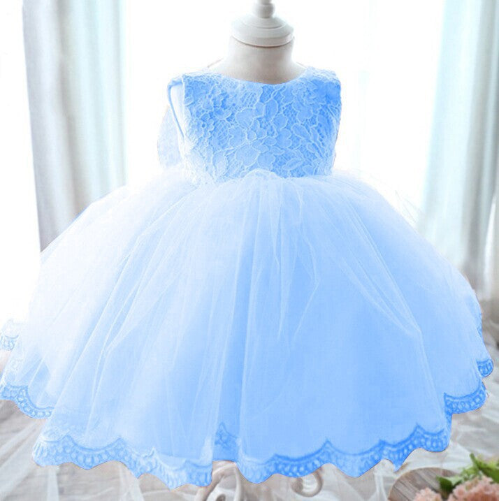 Online discount shop Australia - Elegant Girl Dress Girls Fashion Pink Lace Big Bow Party Tulle Flower Princess Wedding Dresses Baby Girl dress