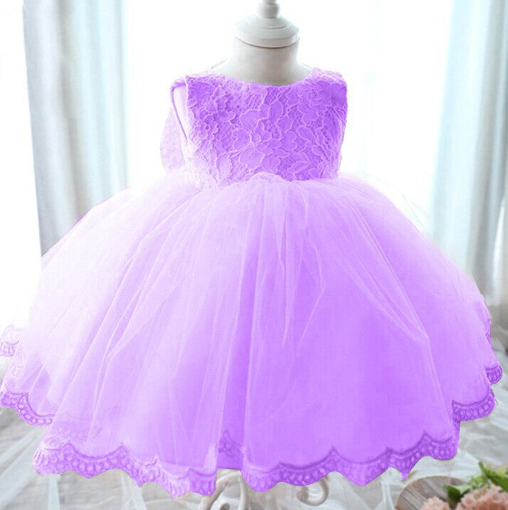 Online discount shop Australia - Elegant Girl Dress Girls Fashion Pink Lace Big Bow Party Tulle Flower Princess Wedding Dresses Baby Girl dress