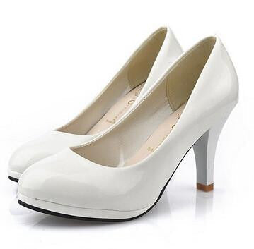 Women Women Shoes 3 Color Black White Red Color PU Thin Heels Pumps Profession Pumps .DFGD-8807