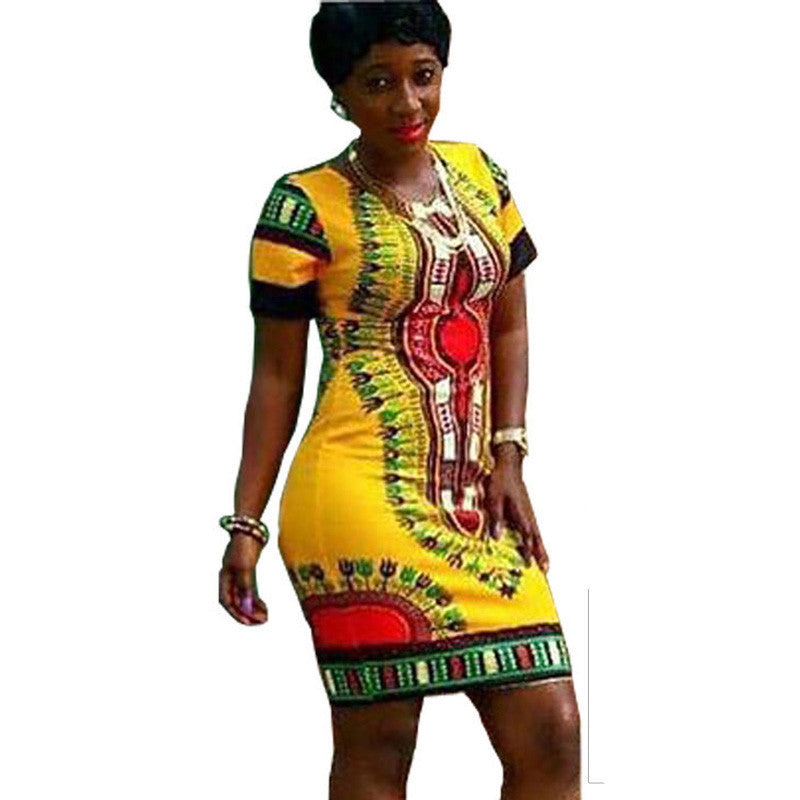 Online discount shop Australia - Boho Autumn Dress Women Traditional African Tribal Print Dashiki Dresses Bodycon Club Party Dress CLothing Robe 10677