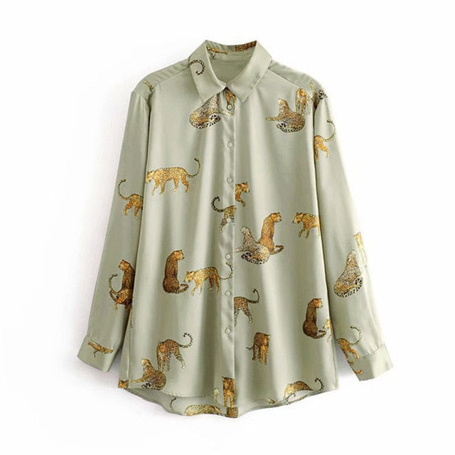 Leopard Stylish Shirt Women Turn Down Collar Office Fashion Female Blouse Long Sleeve Plus Size Lady Tops Blusa Feminina-Dollar Bargains Online Shopping Australia