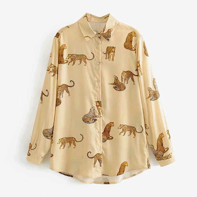 Leopard Stylish Shirt Women Turn Down Collar Office Fashion Female Blouse Long Sleeve Plus Size Lady Tops Blusa Feminina-Dollar Bargains Online Shopping Australia