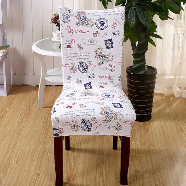 Stretch Short Removable Dining Chair Cover Room Stool Printing For Home Decor Folding Slipcovers Flat Chair Cover