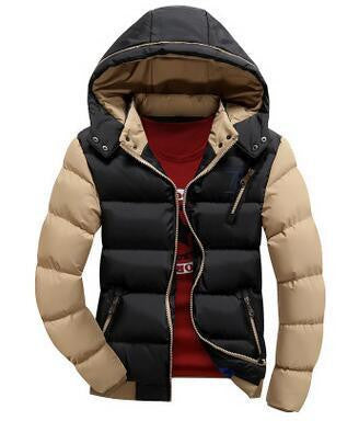 Thick Fashion Patchwork Zipper White Black Red Khaki Yellow Jacket Men Parkas