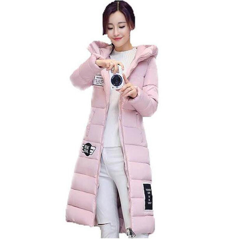 women's cotton jacket est thicken long slim down parka high plus size hooded female coat kl0627