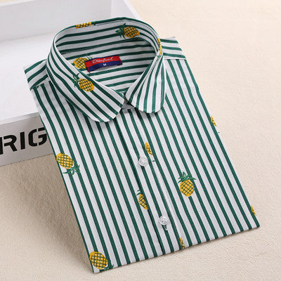 Style Women Blouses Pattern Cotton Shirts Long Sleeve Floral Women Clothes Casual Plus Size Turn-Down Collar Cotton Blouses