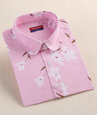 Style Women Blouses Pattern Cotton Shirts Long Sleeve Floral Women Clothes Casual Plus Size Turn-Down Collar Cotton Blouses