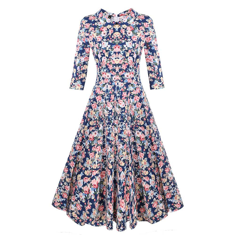 ACEVOG Brand 1950s Dress Autumn Spring 3/4 Sleeve Women Fashion Elegan
