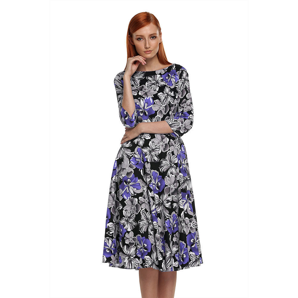 ACEVOG Brand 1950s Dress Autumn Spring 3/4 Sleeve Women Fashion Elegan