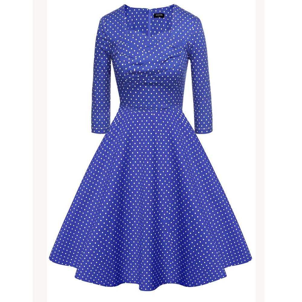 ACEVOG Brand 1950s Dress Autumn Spring 3/4 Sleeve Women Fashion Elegan ACEVOG Brand 1950s Dress Autumn Spring 3/4 Sleeve Women Fashion Elegan