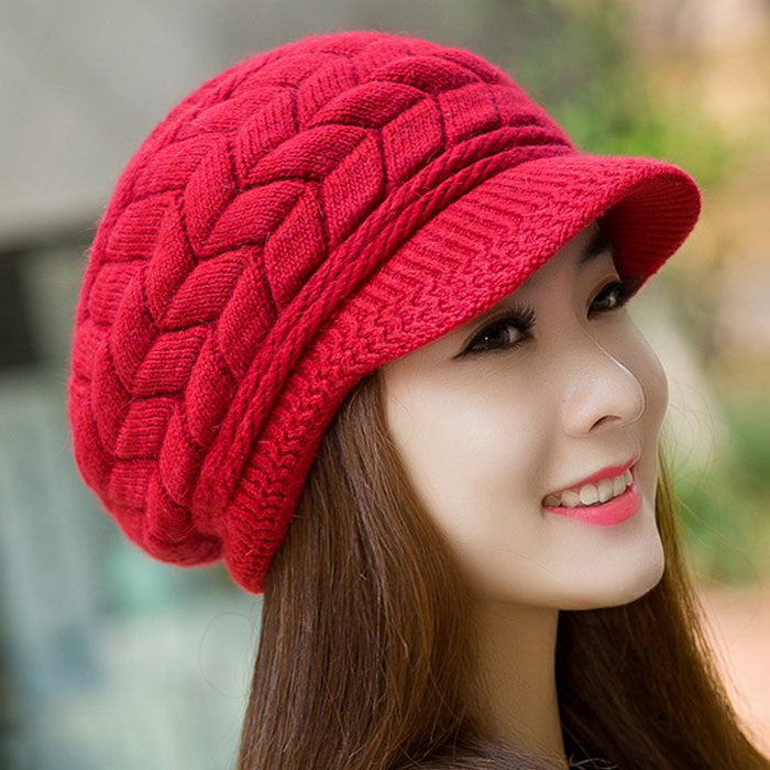 Online discount shop Australia - 8 Color Fall Beanies Knitted Hat Rabbit Fur Cap Snapback Cap Lady Female Brim stripe Skullies Women Hats