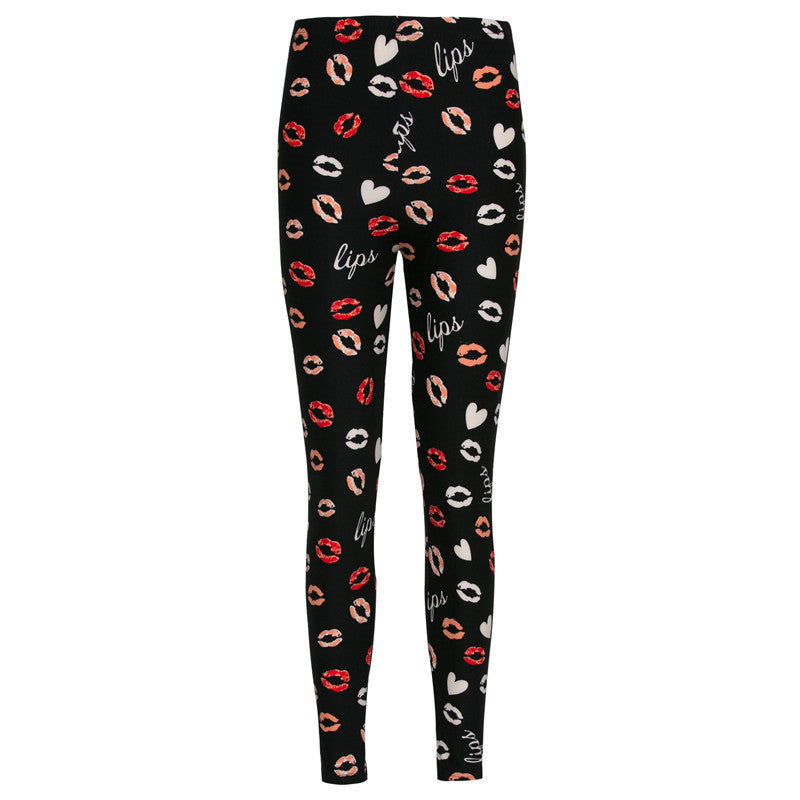 Online discount shop Australia - Lip Dot Cartoon Leggings Women With Print leggings soft hot thickness spandex /Cotton Pants Legging stretch female leggins