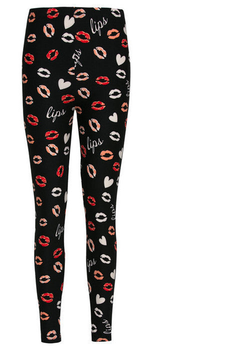 Online discount shop Australia - Lip Dot Cartoon Leggings Women With Print leggings soft hot thickness spandex /Cotton Pants Legging stretch female leggins