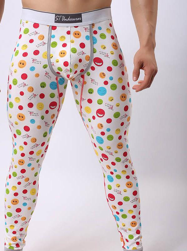Warm Men Long Johns Cotton Printed Thermal Underwear Men Thermo Underwear Long Johns Underpants qk04