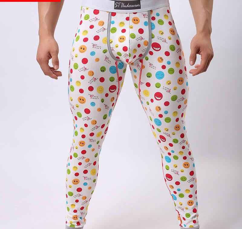 Warm Men Long Johns Cotton Printed Thermal Underwear Men Thermo Underwear Long Johns Underpants qk04