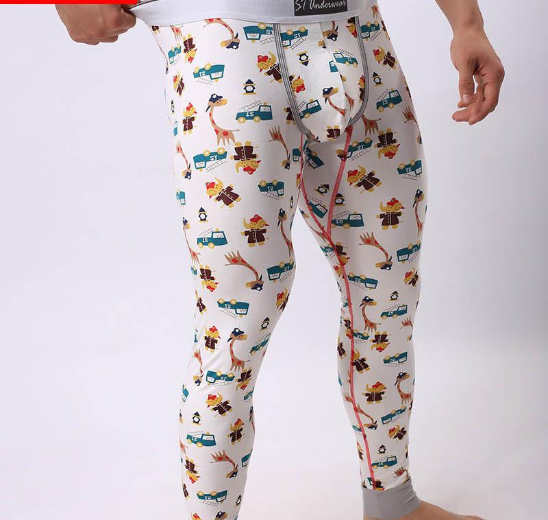 Warm Men Long Johns Cotton Printed Thermal Underwear Men Thermo Underwear Long Johns Underpants qk04