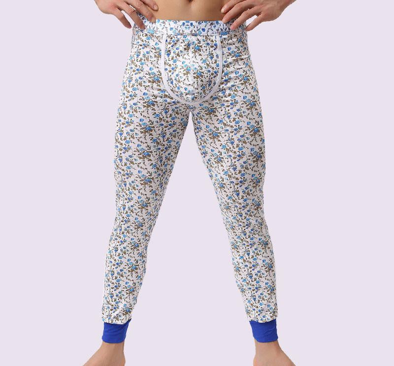 Warm Men Long Johns Cotton Printed Thermal Underwear Men Thermo Underwear Long Johns Underpants qk04