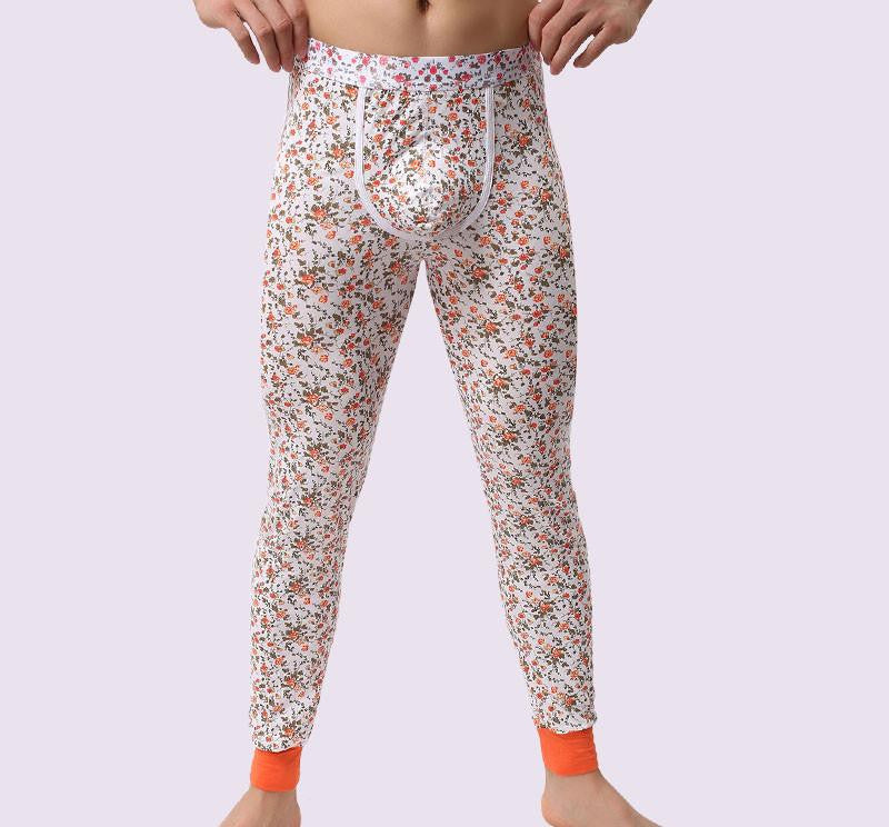 Warm Men Long Johns Cotton Printed Thermal Underwear Men Thermo Underwear Long Johns Underpants qk04