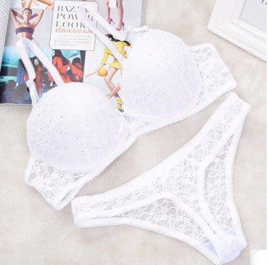 Lace Drill Bra Set Women Plus Size Push Up Underwear Set Bra And Thong Set 34 36 38 40 ABC Cup For Female